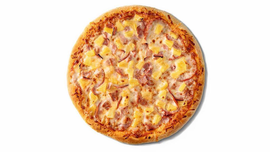 Ultimate Hawaiian Pizza · Our Ultimate Hawaiian Pizza starts with our classic marinara sauce and is topped with loads of ham, Canadian bacon, juicy pineapple and real mozzarella cheese.