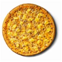 Sausage Breakfast Pizza · Our Sausage Breakfast Pizza starts with cheese sauce or sausage gravy and topped with scramb...