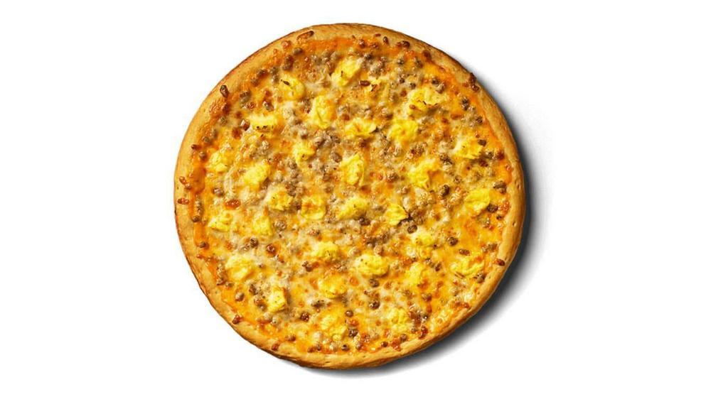Sausage Breakfast Pizza · Our Sausage Breakfast Pizza starts with cheese sauce or sausage gravy and topped with scrambled eggs, breakfast sausage, and mozzarella and cheddar cheese. Order breakfast pizza for delivery or pickup!