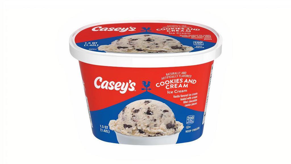 Casey'S Cookies & Cream Ice Cream 1.5Qt · I scream, you scream, we all scream for Cookies and Cream Ice Cream! Take your ice cream to the next level when you order this creamy dessert loaded with cookie pieces - available for delivery or pick up!