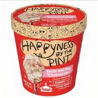 Happyness By The Pint Smile And Say Cheesecake! Ice Cream, 16Oz · New at Casey's! Happyness by the Pint Smile and Say, 