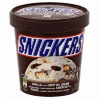 Snickers Ice Cream Pint · A classic candy bar in ice cream form! Enjoy a creamy blend of Snickers bar pieces, caramel ...