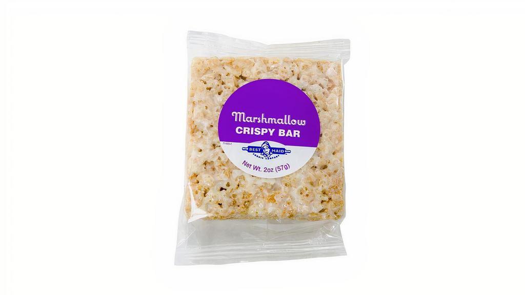 Best Maid Thick Marshallow Crispy 4Oz · The Best Maid Thick Marshmallow Crispy Bar is a great on-the-go snack. Made with fruit-flavored crisped rice and marshmallows, this crispy bar will be loved by kids and adults. Individually wrapped for convenience, it is ideal as a mess-free snack.