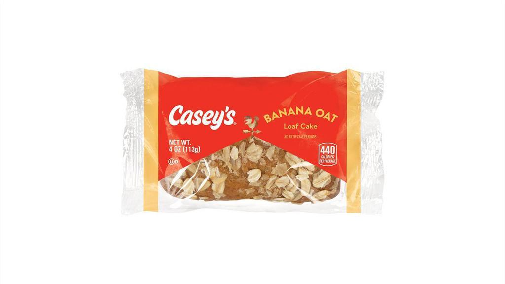 Casey'S Banana Oat Loaf Cake 4Oz · This tasty banana-flavored loaf cake is perfect for busy mornings, something sweet to share, or a pick-me-up treat for you! Order yours today for pickup or delivery, and pair it with a bottle of refreshing cold milk.