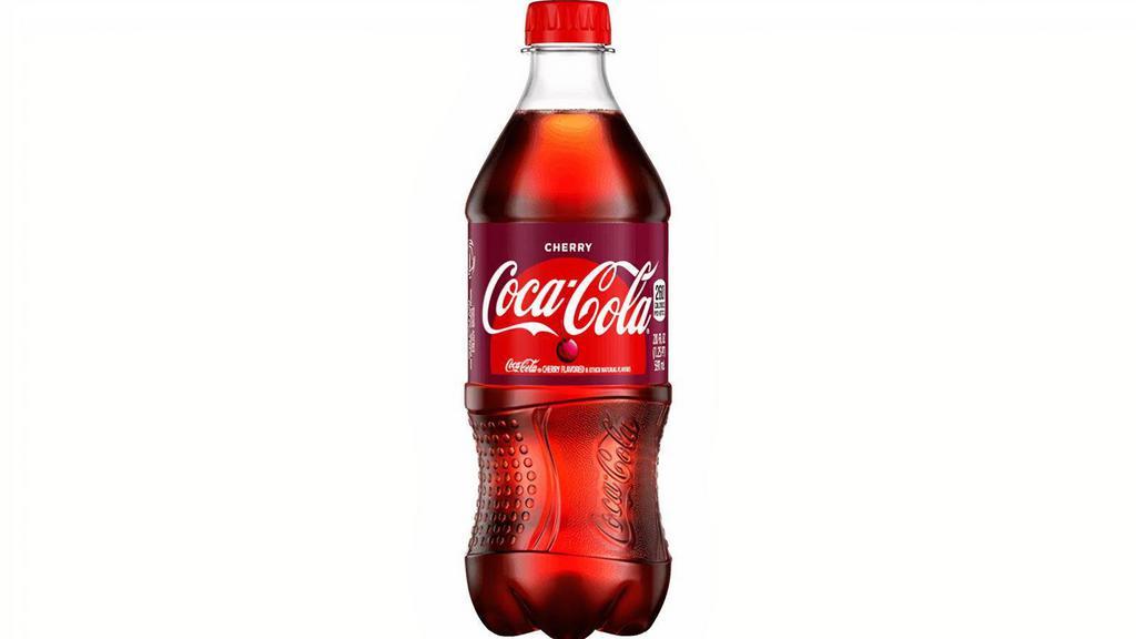 Coke Cherry 20Oz · Enjoy the crisp and refreshing taste of Coca-Cola with sweet, smooth cherry flavor.