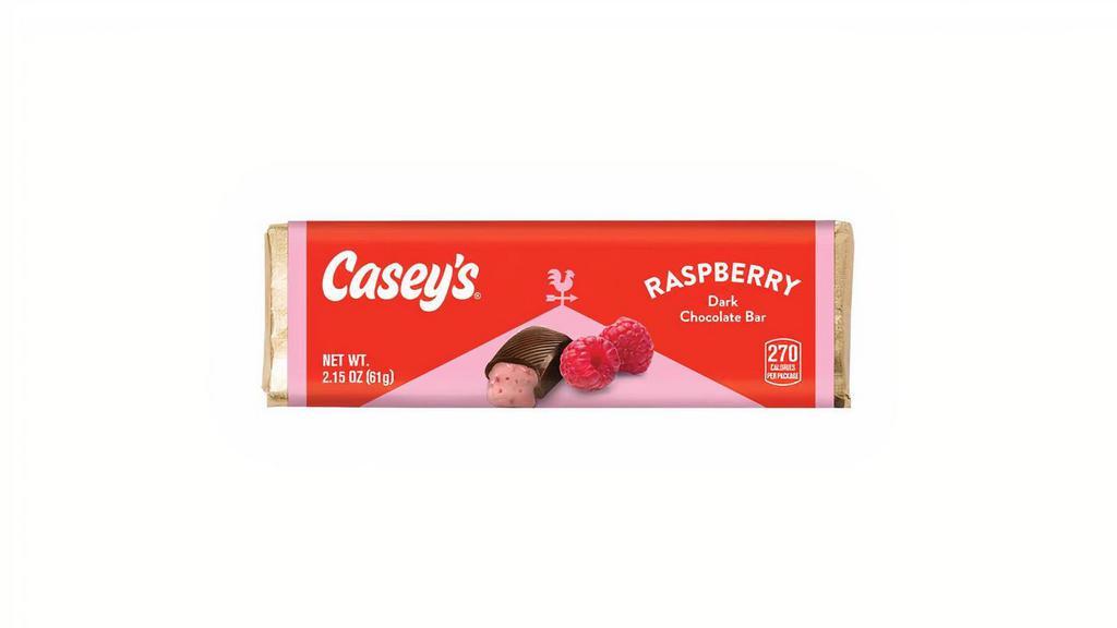Casey'S Dark Chocolate Raspberry Bar 2.15Oz · Try this velvety smooth Casey's Dark Chocolate Raspberry Bar, filled with a tangy-sweet Raspberry filling. This rich dessert is bursting with flavor and the perfect way to end your meal. Add one to your order today!