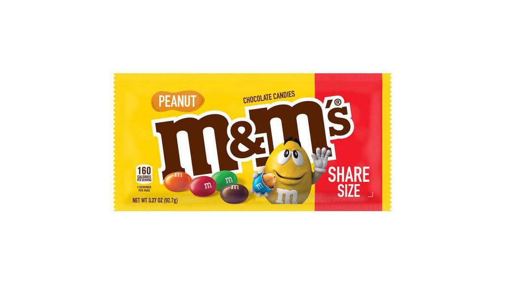 M&M'S Peanut Share Size 3.27Oz · Made with real roasted peanuts and milk chocolate candy shells, M&M’S Peanut Chocolate Candies are a classic treat and crowd favorite.
