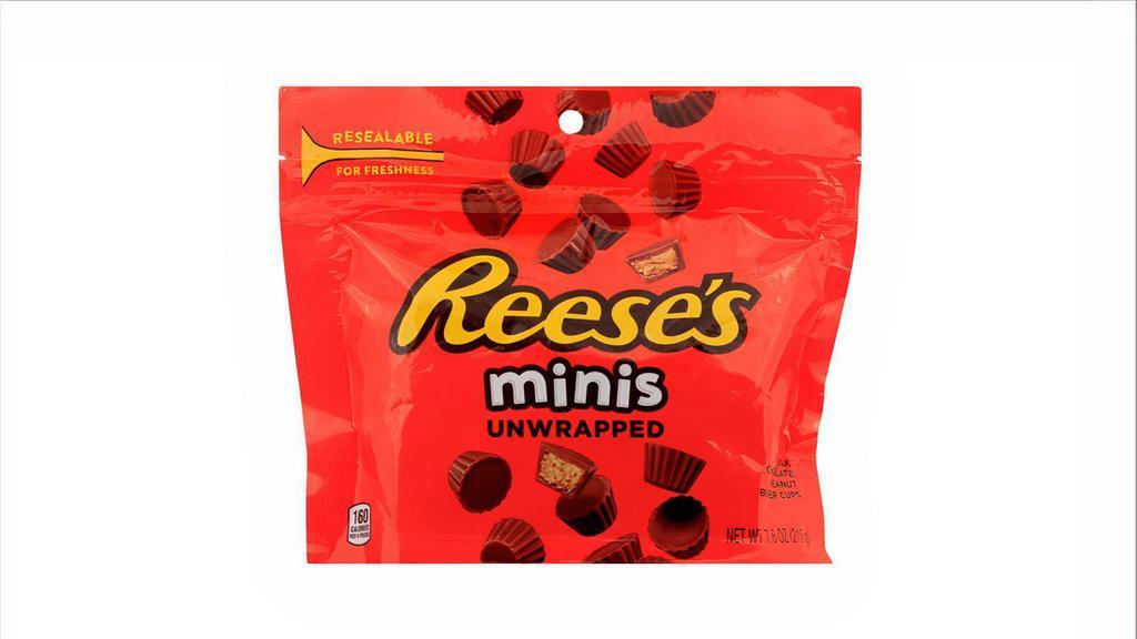 Reese'S Minis Peanut Butter Cups 7.6Oz · REESE'S Minis Milk Chocolate Peanut Butter Unwrapped Cups Candies are huge on chocolate and peanut butter taste! Individually wrapped, bite-sized and perfectly poppable, REESE'S Minis Candies make a delicious anytime treat.