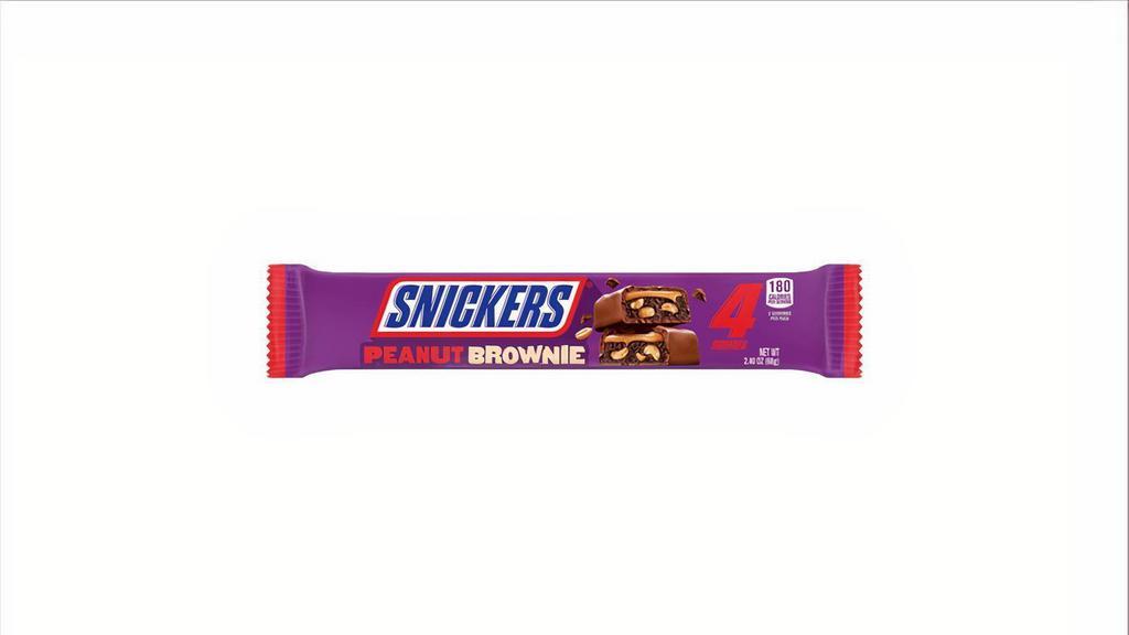 Snickers Pb Brownie Share Size 2.4Oz · New Snickers Peanut Brownie Squares delivers the comfort of fresh-baked brownies combined with the satisfaction of SNICKERS candy bars.