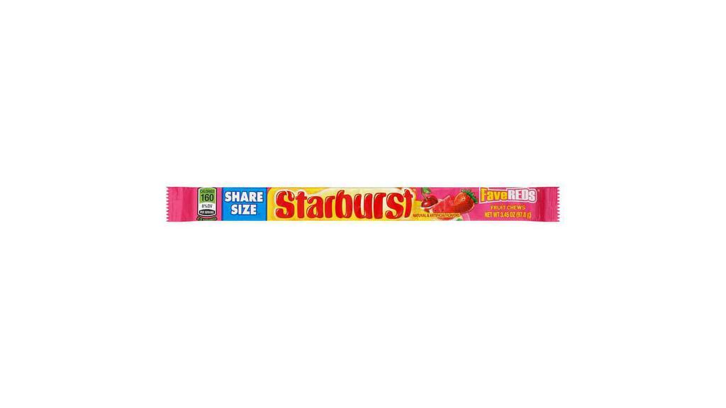 Starburst Fav Reds Share Size 3.45Oz · Like a mixtape of your favorite songs, FaveREDs bring your favorite juicy red flavors -strawberry, fruit punch, watermelon, and cherry together in one pack.