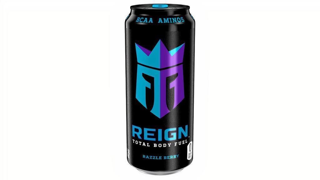 Reign Razzle Berry 16Oz · Blended with BCAAs, Natural Caffeine, CoQ10, and electrolytes, Reign™ Total Body Fuel is designed for your active lifestyle. Offering zero sugar, 10 calories, and zero artificial flavors & colors, Reign is the ultimate fitness-focused beverage to support your high-performance needs.