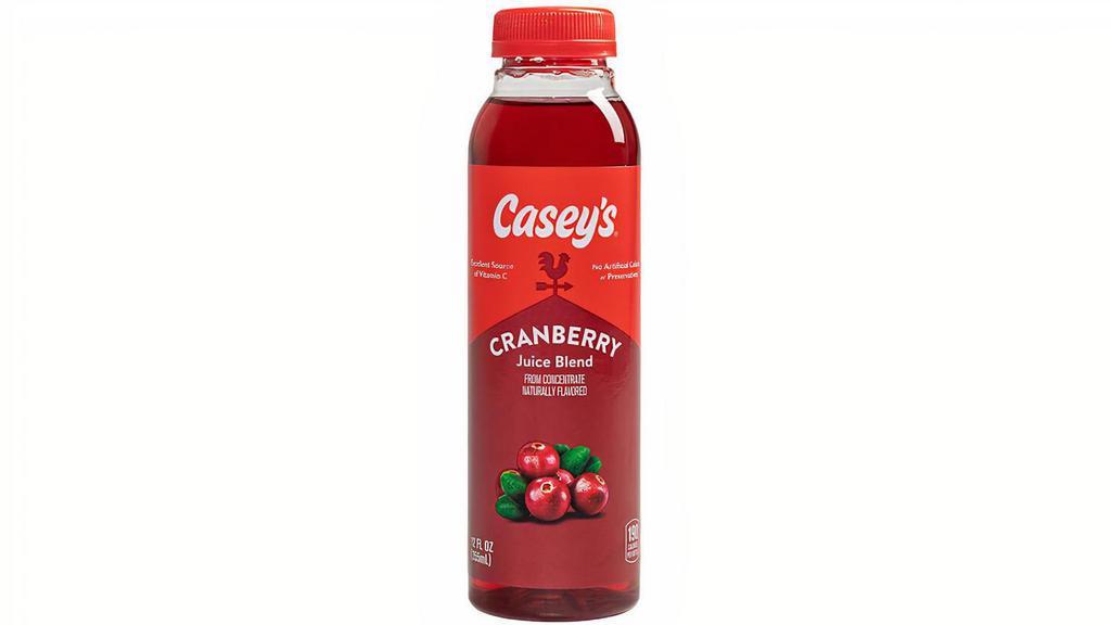 Casey'S Cranberry Juice Blend 12Oz · New Casey's Cranberry Juice is the perfect blend of tangy and sweet. And it's an excellent source of Vitamin C with no added sugar, artificial colors or preservatives. Try one today!