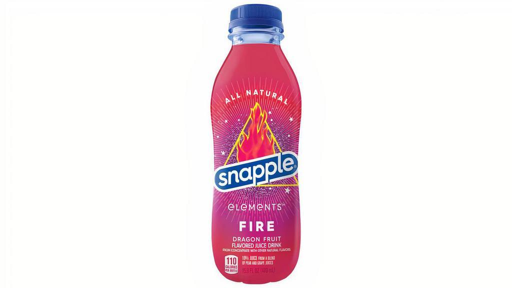 Snapple Elements Fire Dragon Fruit 15.9Oz · Uncap amazing with Snapple Elements™. Impossibly light and refreshing, Snapple Elements™ Fire juice drink ignites a dragon fruit flavor experience. Do yourself a flavor!