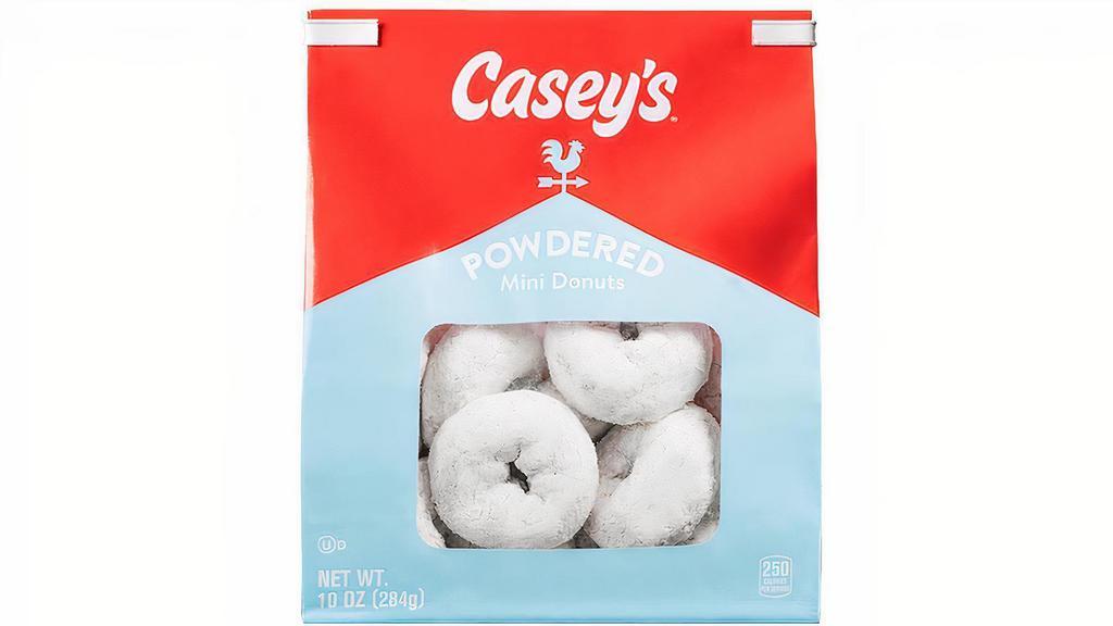 Casey'S Powdered Mini Donuts Bag 10Oz · Casey's Powdered Mini Donuts are the perfect snack for any time of day. Soft donuts coated in deliciously sweet powdered sugar. Order your Powdered Mini Donuts for delivery or pickup!