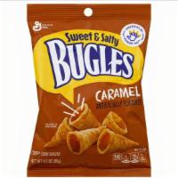 Bugles Sweet & Salty Caramel 3.5Oz · Crispy corn snacks coated in delicious caramel for a mix of salty and sweet snacking satisfa...