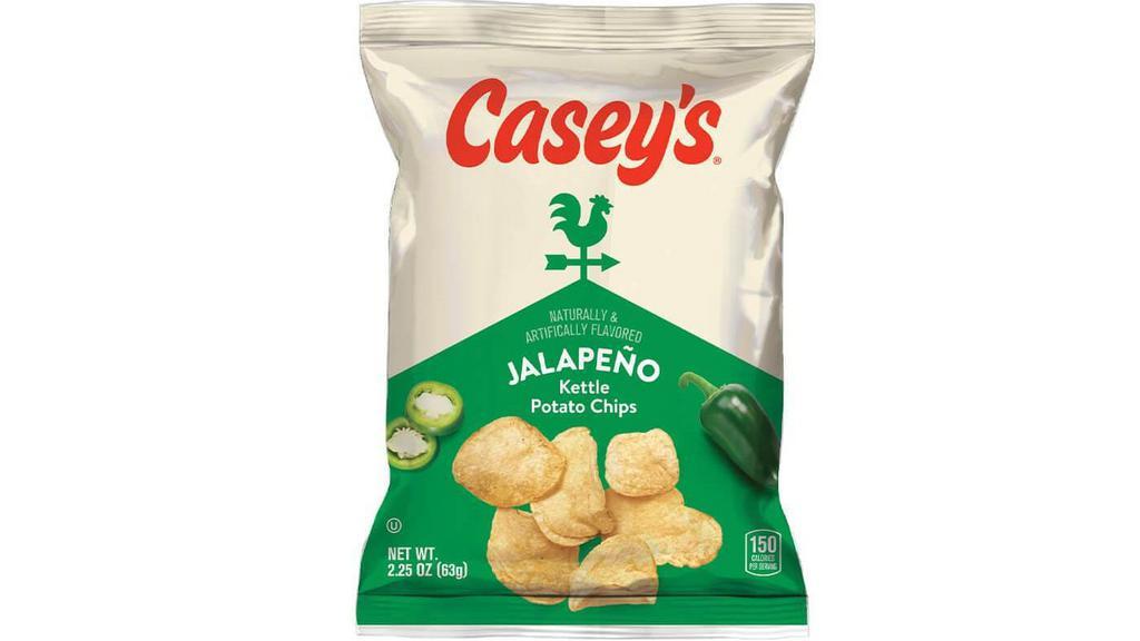 Casey'S Jalapeno Kettle Chips 2.25Oz · Casey's Jalapeno Kettle Chips are the perfect side or snack for any occasion. These perfectly crunchy chips are seasoned with a flavorful and spicy jalapeno seasoning. Order your Casey's Jalapeno Kettle Chips for delivery or pickup!