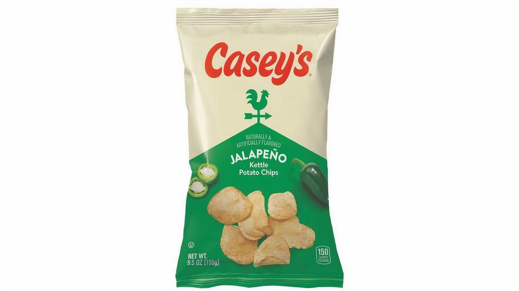 Casey'S Jalapeno Kettle Chips 5.5Oz · Perfectly crunchy and seasoned with a flavorful and spicy jalapeno seasoning, Casey's Jalapeno Kettle Chips are the perfect side or snack for any occasion. Order yours now for delivery or pickup!
