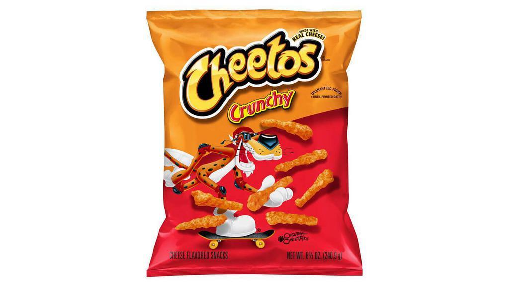 Cheetos Crunchy 8.5Oz · CHEETOS snacks are the much-loved cheesy treats that are fun for everyone! You just can’t eat a CHEETOS snacks without licking the “cheetle” off your fingertips. And wherever the CHEETOS brand and CHESTER CHEETAH go, cheesy smiles are sure to follow.