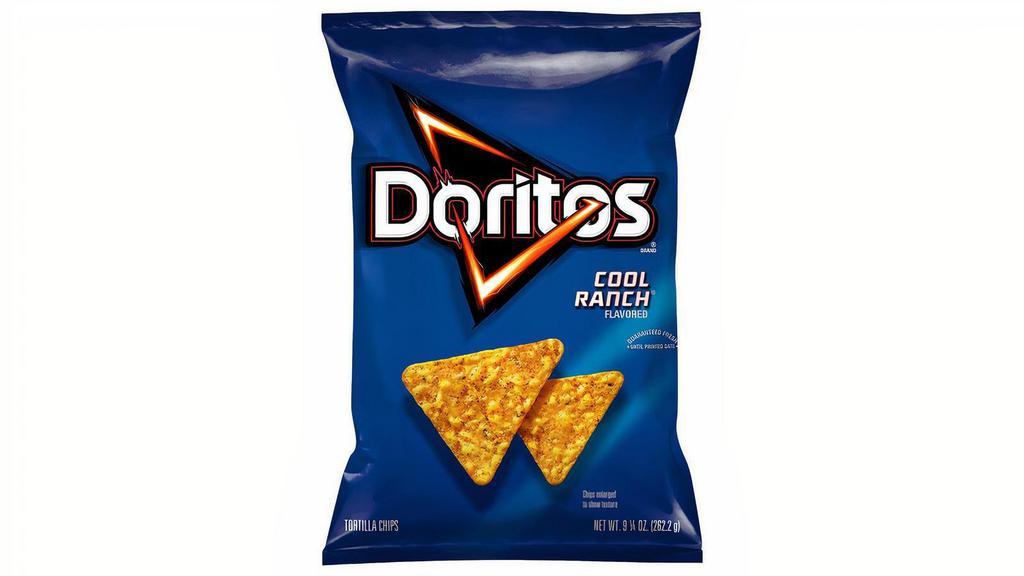 Doritos Cool Ranch 9.25Oz · The DORITOS brand is all about boldness. If you're up to the challenge, grab a bag of DORITOS tortilla chips and get ready to make some memories you won't soon forget. It's a bold experience in snacking and beyond.