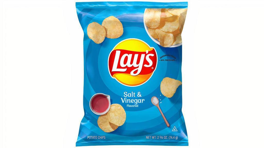 Lay'S Salt & Vinegar 2.625Oz · It all starts with farm-grown potatoes, cooked and seasoned to perfection. Then we add just the right balance of tangy vinegar. So every LAY'S potato chip is perfectly crispy and delicious. Happiness in Every Bite.