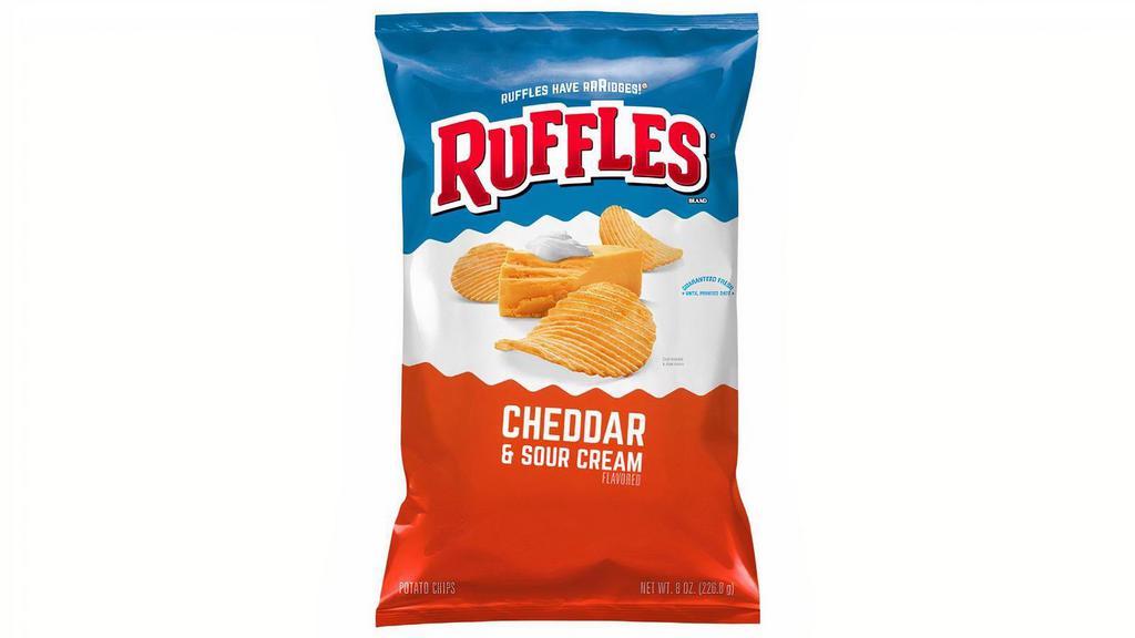 Ruffles Cheddar & Sour Cream 8Oz · Crispy, crunchy Cheddar & Sour Cream Ruffles chips are the perfect companion to your favorite Casey's Sandwich. Order Ruffles chips for delivery or carryout!