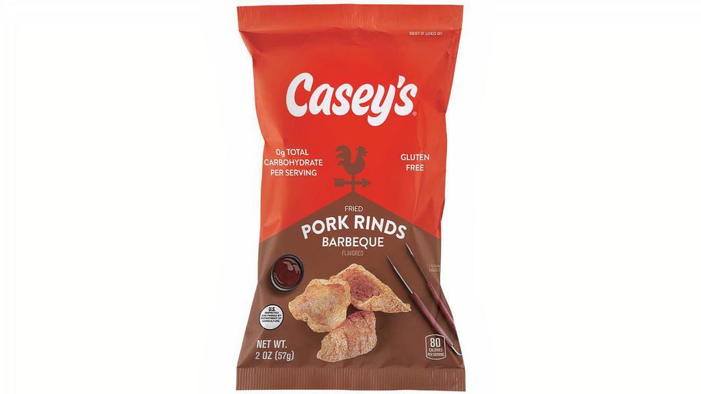 Casey'S Bbq Pork Rinds 2Oz · Casey's BBQ Pork Rinds are the perfect crispy and crunchy snack, coated with a smoky BBQ seasoning to take your snacking to the next level. Order a bag for delivery or pickup!