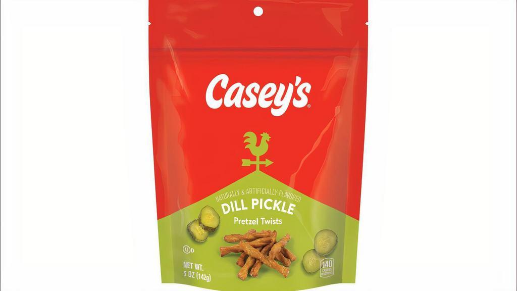 Casey'S Dill Pickle Seasoned Pretzel Twists 5Oz · Casey's Dill Seasoned Pretzels are the perfect mix of savory and salty, with the perfect touch of dill. Grab them as a side for your favorite sub or sandwich to create your best lunch yet!