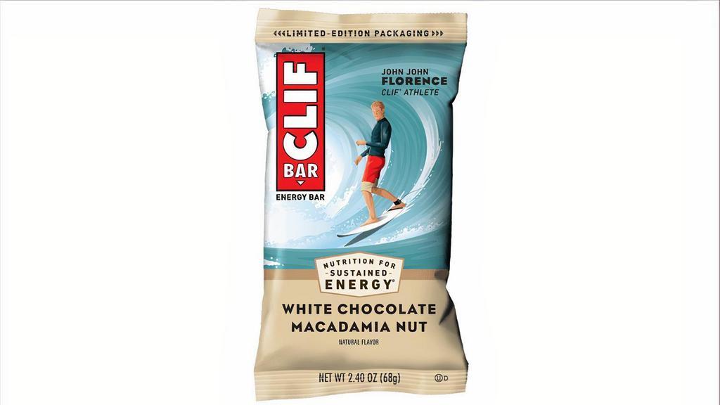 Clif Bar White Chocolate Macadamia Nut 2.4Oz · Made with organic rolled oats, macadamia nuts, and 9 grams of protein, White Chocolate Macadamia Nut Flavor CLIF BAR® is a tasty way to fuel your adventures, whether on land or sea.