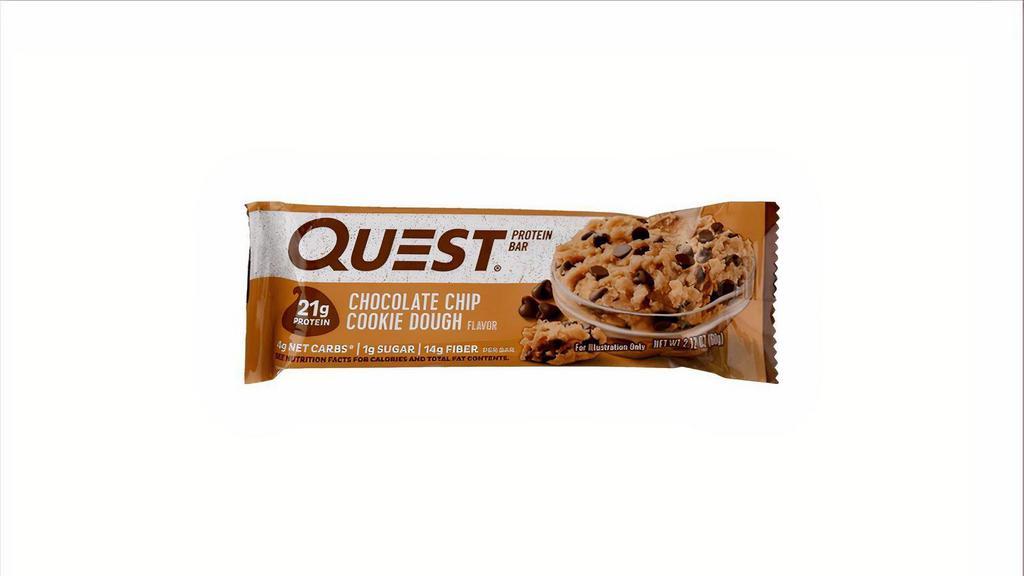 Quest Chocolate Chip Cookie Dough Protein Bar 2.1Oz · No other protein bar tastes like sneaking a spoonful of cookie dough straight from the bowl.