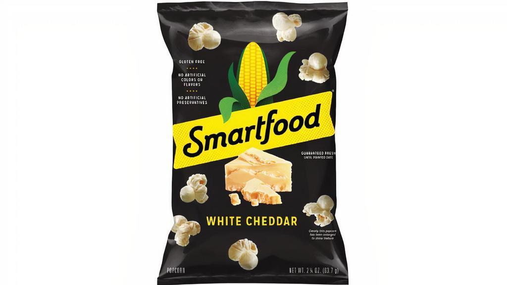 Smartfood White Cheddar Popcorn 2.25Oz  · Being smart is always in great taste. So, it’s easy to understand why we make our popcorn with no artificial flavors or preservatives and use high quality, carefully selected ingredients. Is our popcorn unforgettably TASTY- Of course. We wouldn’t have it any other way.