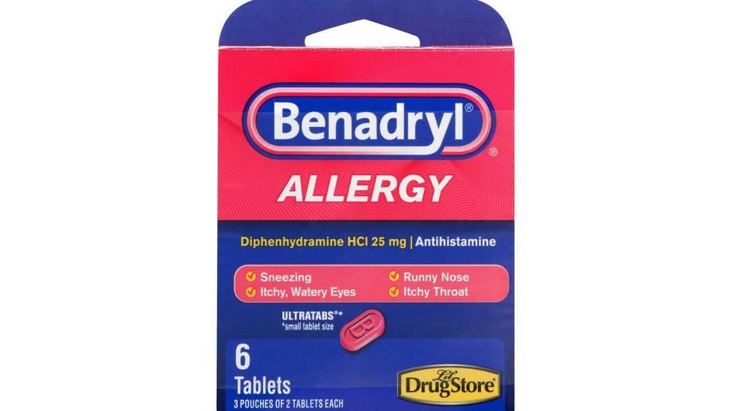 Benadryl 6Ct · Get effective relief from your allergies with BENADRYL® Allergy ULTRATAB® Tablets – antihistamine relief in a small tablet that works when you need it most.