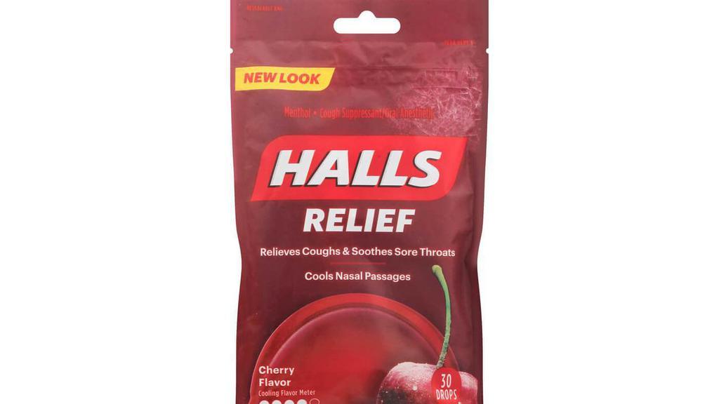 Halls Cherry Bag 30Ct · HALLS is here to rid the world of irritations, one cough and sore throat at a time. Whether it's a scratchy throat and a cough that won't quit, or if you just need a quick immune system boost, HALLS has you covered. Use the fast, effective relief of HALLS as a compliment to your allergy medication during allergy season when pollen, grass and trees can trigger irritating coughs and scratchy, sore throats.