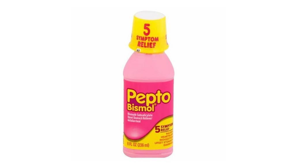 Pepto Bismol 8Oz  · Pepto Bismol Original Liquid. When you have a sour stomach, Pepto's improved formula coats your stomach and provides fast relief from nausea, heartburn, indigestion, upset stomach, and diarrhea.