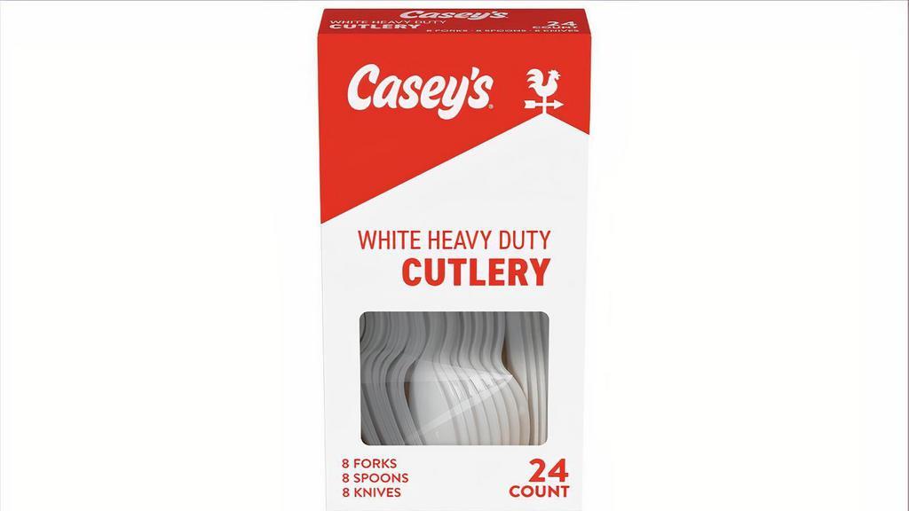 Casey'S Assorted Cutlery 24Ct · Casey's assorted cutlery provides a convenient accessory for your next family gathering or picnic. Forks, spoons and knives included. Comes with 24 pieces.