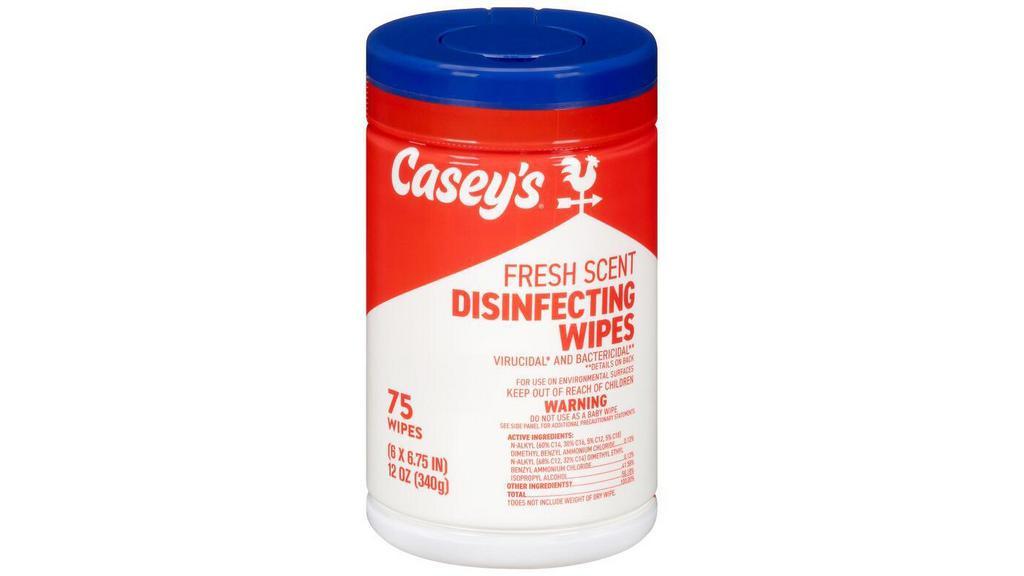 Casey'S Fresh Scent Disinfecting Wipes, 75Ct · Keep your spaces clean with Casey's disinfecting wipes. Kills viruses and bacteria to maintain a safe environment at home.