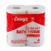 Casey'S Premium Ultra Soft Bath Tissue 4Ct · The Casey's Ultra Soft bathroom tissue comes in a value pack of 4 rolls with 264 two-ply she...