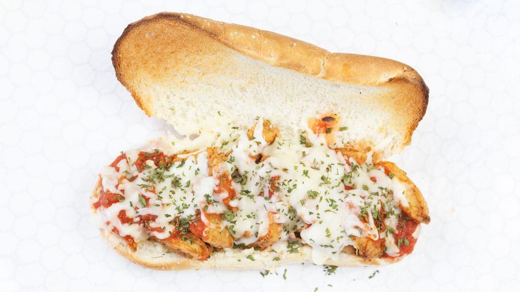 Veal Parmigiana Sub · Veal topped with marinara sauce and mozzarella cheese.