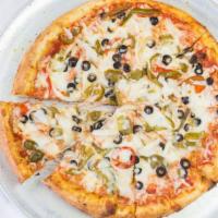 Veggie Palermo Pizza · Sauteed spinach, broccoli, peppers, onions, mushrooms, black olives, and extra cheese.