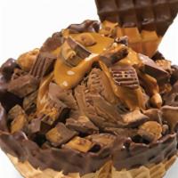 Peanut Butter Sundae · 1280-1625 cal. Comes with a chocolate dipped waffle bowl, chocolate peanut butter ice cream,...
