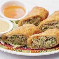 Egg Rolls (2 Pcs.) · Wheat flour, chicken, cabbage, carrot, and celery.