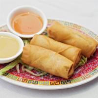 Fried Veggie Spring Roll (4 Pcs.) · Wheat flour, cabbage, onion, vermicelli noodle, mushroom and carrot.