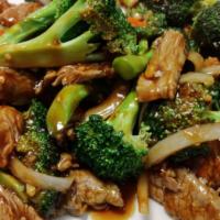 Beef With Broccoli · Beef, broccoli, onion and carrot.
