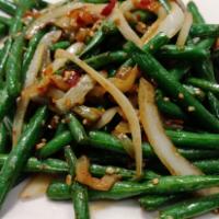 Szechwan Green Bean · Green bean green bean tossed with ginger, garlic, onion and preserved vegetable in a spicy S...
