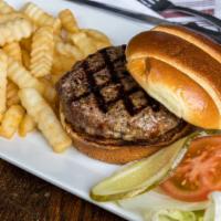Build Your Own Burger · Served with lettuce, tomato, onion, pickle, and choice of french fries, tater tots or sweet ...