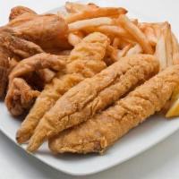 Party Wings Combo (10 Pieces) · Party bone-in wings breaded with our famous recipe, including fries, coleslaw, and fountain ...