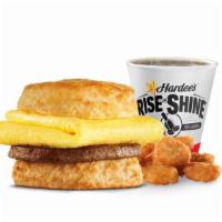 Sausage & Egg Biscuit Combo · A grilled sausage patty and folded egg on a Made from Scratch Biscuit™. Served with Hash Rou...