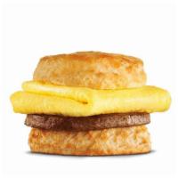 Sausage & Egg Biscuit · A grilled sausage patty and folded egg on a Made From Scratch™ Biscuit.. Breakfast served un...