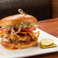 Snack Burger · White Queso, Pickled Jalapeño, Guacamole, Fried Onion, House Chipotle BBQ Sauce, Lettuce, To...