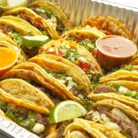 Paco'S Box · 3 Carne Asada Tacos, 3 Al Pastor Tacos, 4 Chicken Tacos. Chips and Queso. (Salsa for Tacos)
