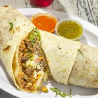 Veggie Burrito · Flour tortilla 14 inches, rice beans, grilled bell peppers, grilled tomatoes, grilled onion,...